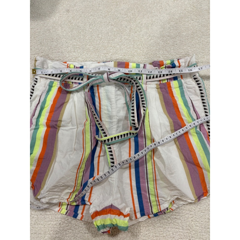 Lem Lem Striped Paperbag Tie Waist Shorts Size Small Linen Cotton Blend - Picture 3 of 5
